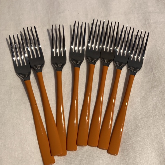 Fiesta (8) salad forks orange utensils flatware - Picture 12 of 13